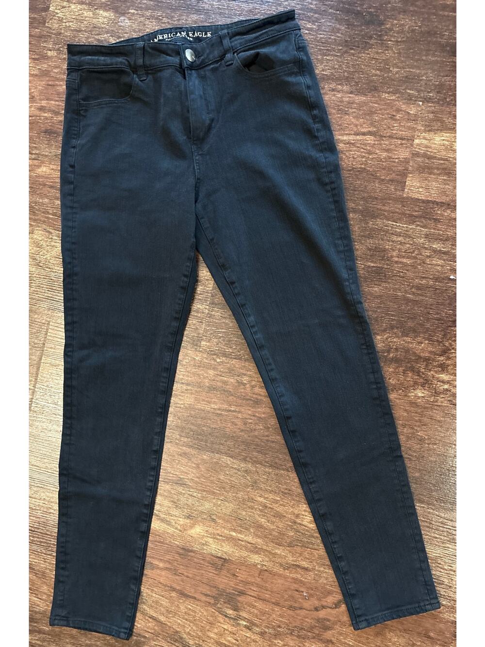 American Eagle Next Level Hi Rise Stretch Black Jeans Womens Size 10 Regular